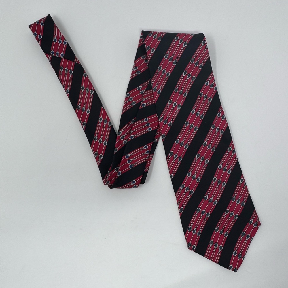 Bert Pulitzer Silk Striped Geometric Neck Tie, retro preppy classic, made in USA